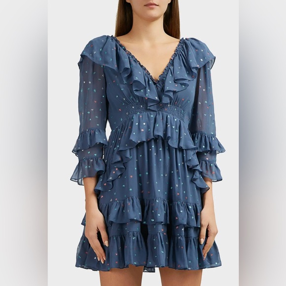 Rebecca Taylor glitter gem ruffle mini dress - Picture 9 of 9